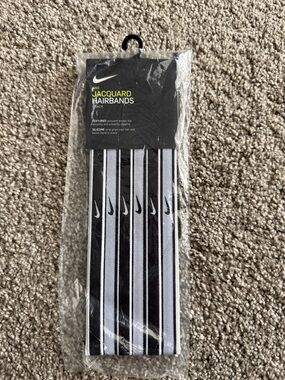 Nike Black and White Striped Jacquard Hairbands - 6 Pack